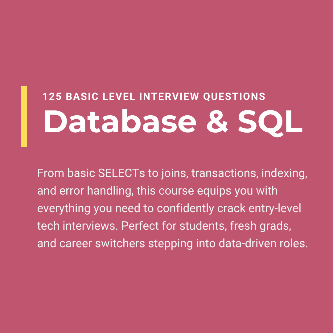 Database & SQL Interview Questions - Basic Level (125 Questions)